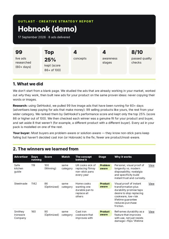 Creative Strategy Report, page 1